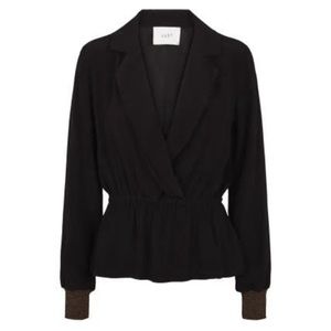 JUST FEMALE • Black Lauren Blouse Gold Accents Top
